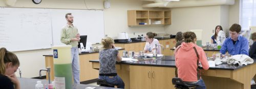 Houghton in biology lab