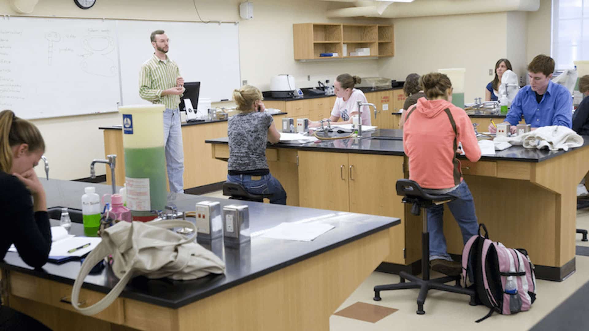 Houghton in biology lab