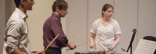 Students playing percussion