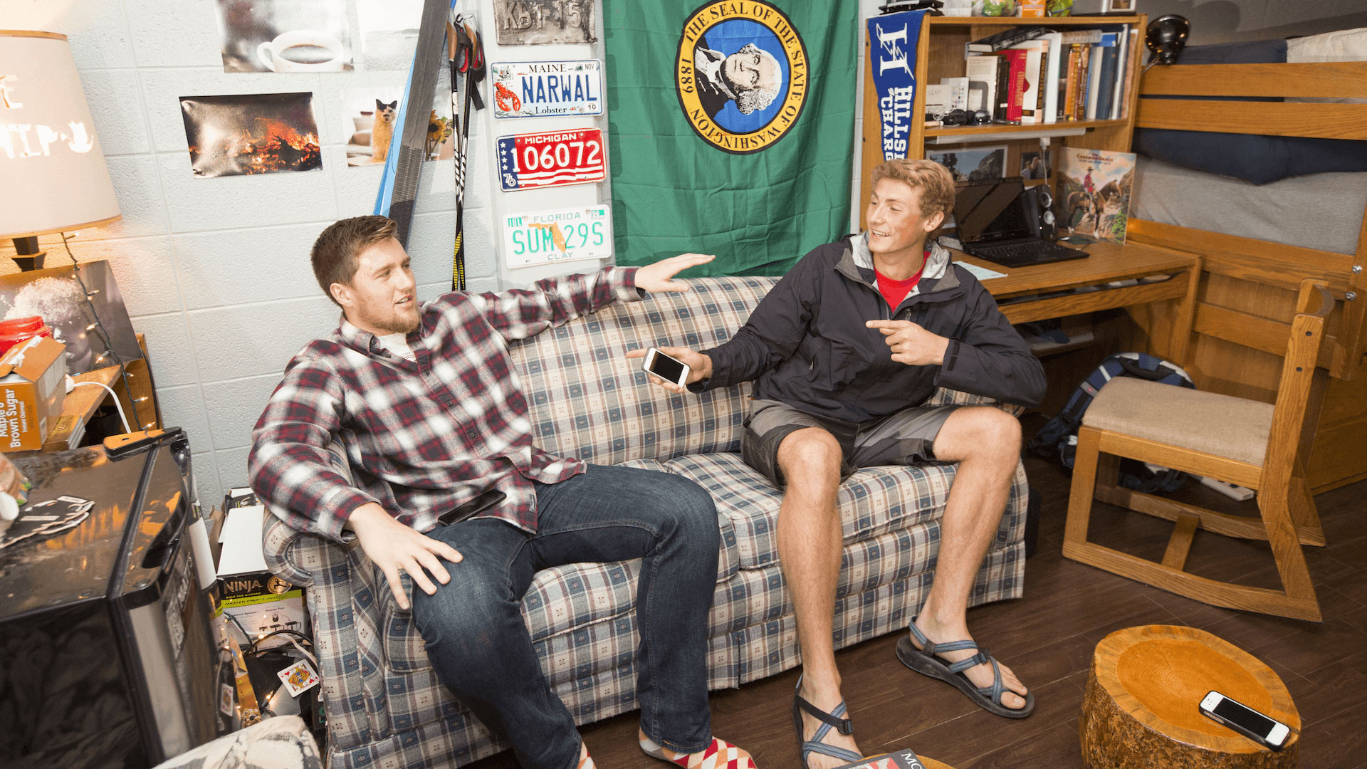 Residents of Simpson dorm in their room.