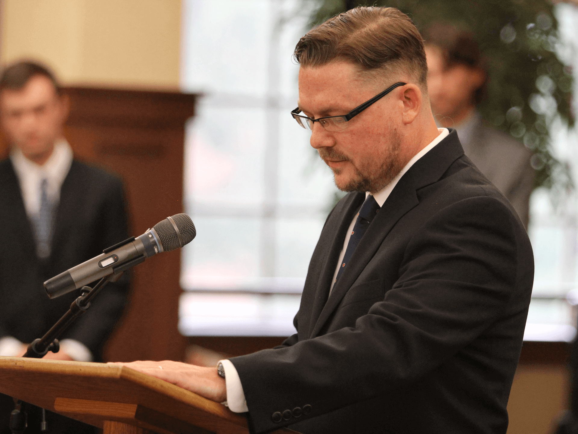 Speaker at podium