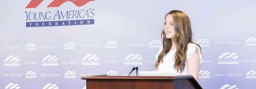 Student speaking at YAF