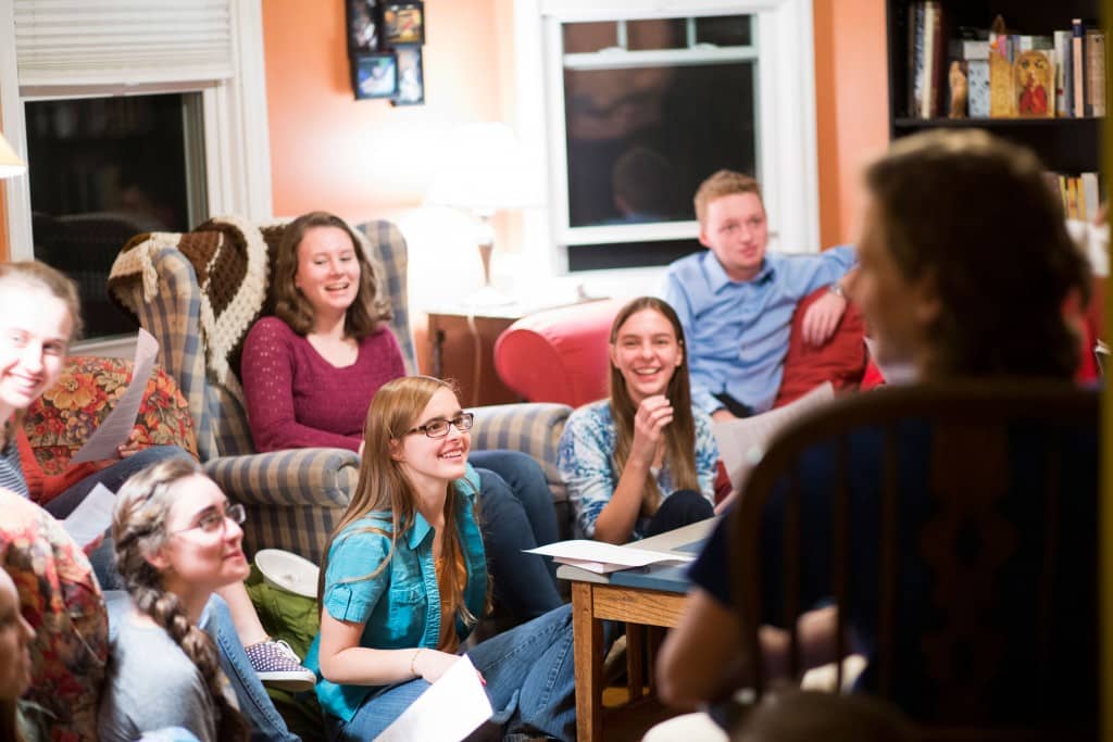 Hillsdale College Catholic Society group meeting.