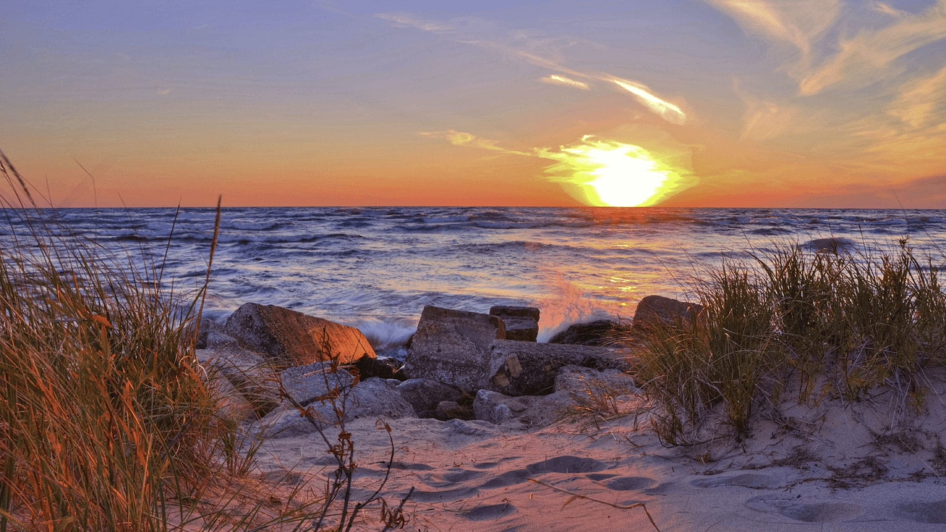 Ludington Beach in winter