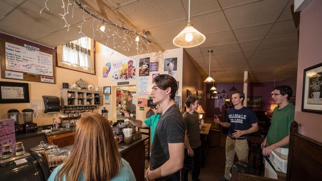 Students at local coffee shop