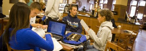Students in AJ's Cafe
