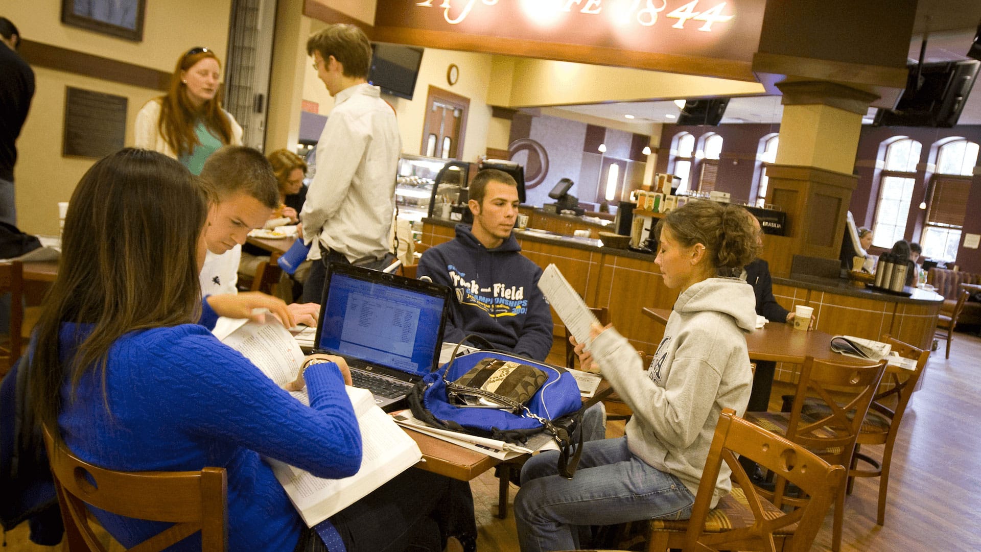 Students in AJ's Cafe