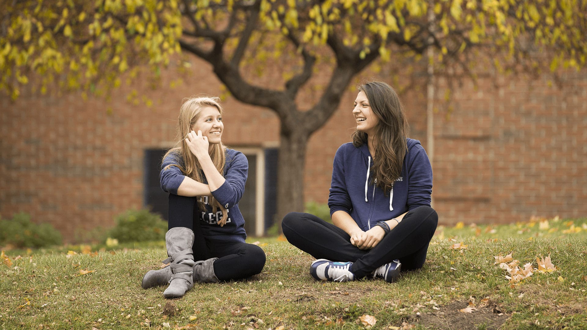 Students sitting on campus