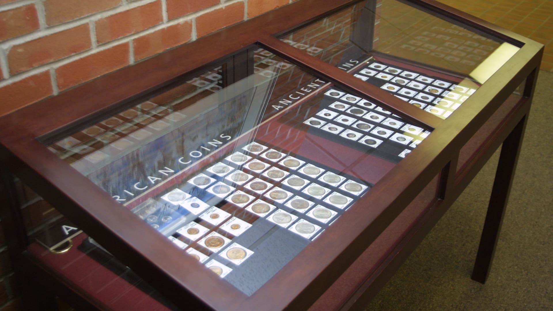 The Carus Coin Collection on display in Mossey Library