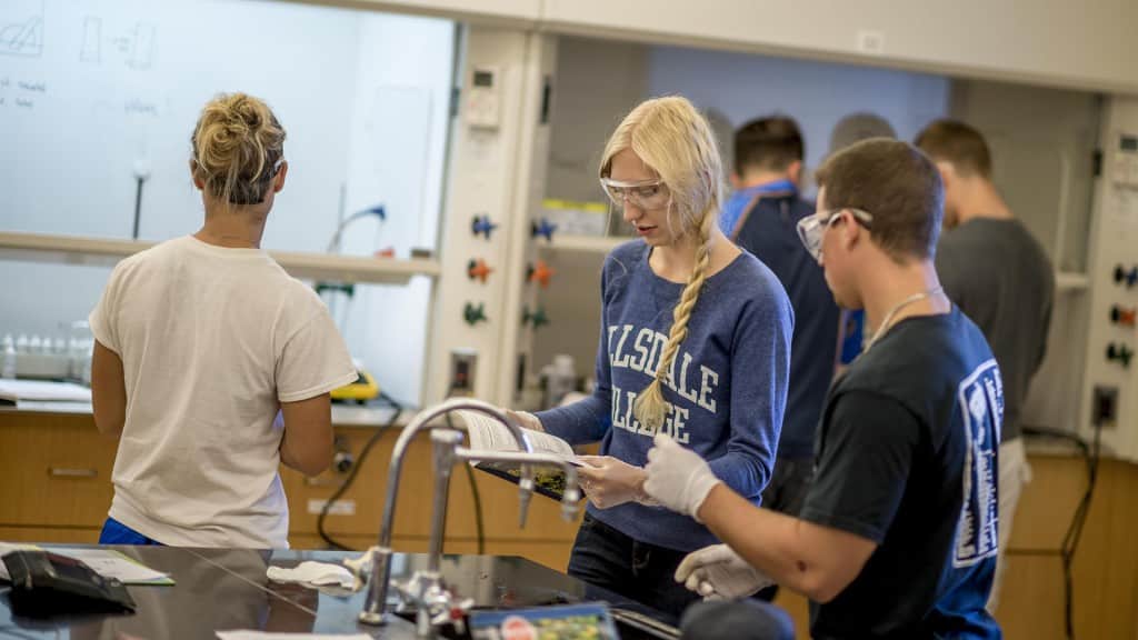 Several students working in the Chemistry Lab.