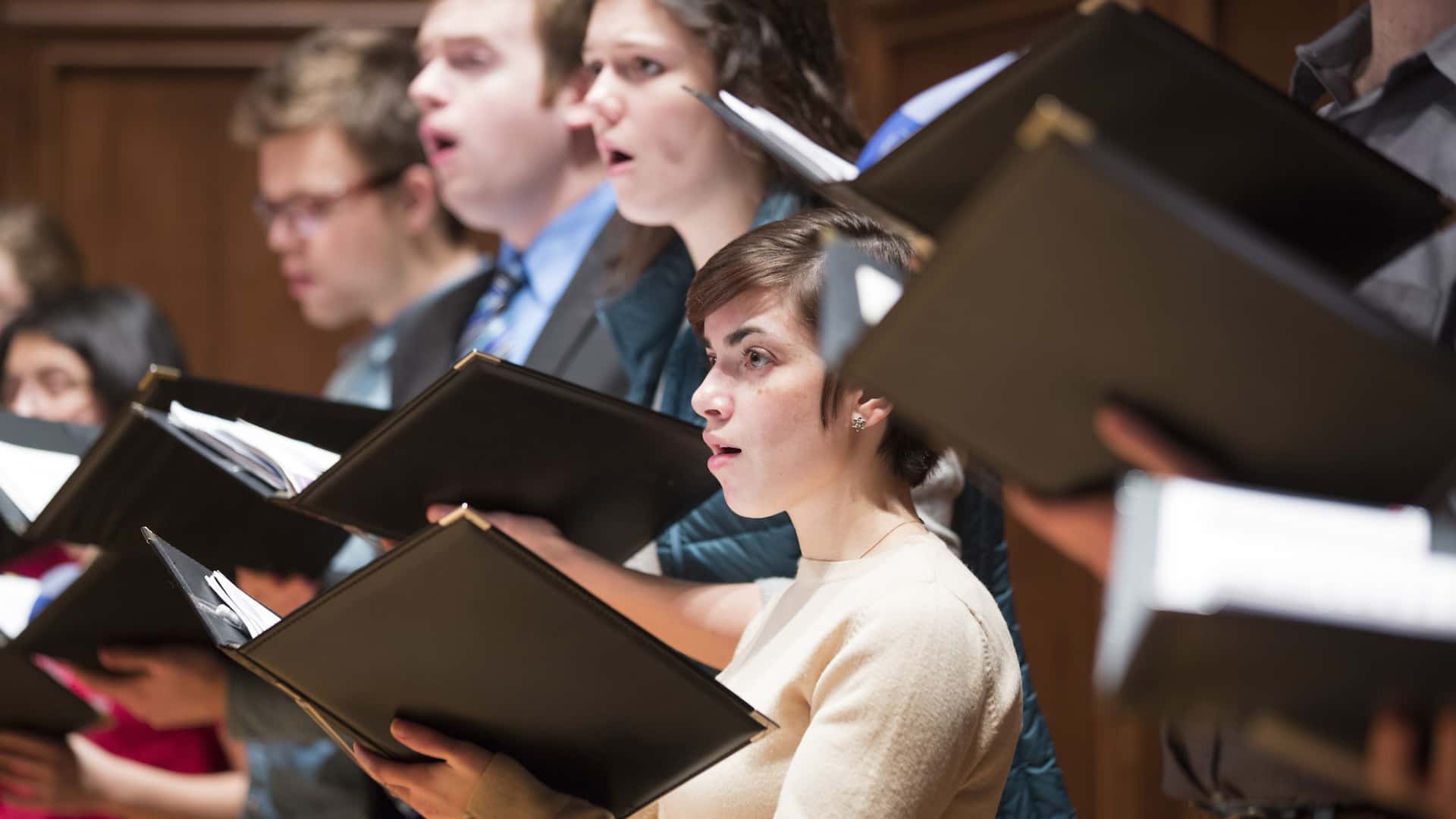 Chamber Choir at practice.