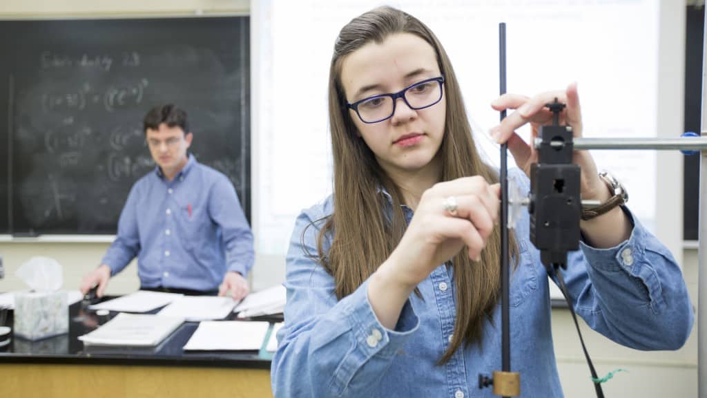 Sarah in Physics lab.
