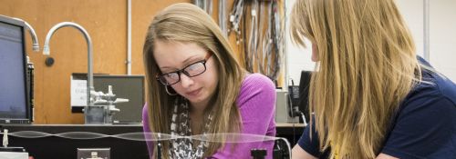 Students in the Physics lab.