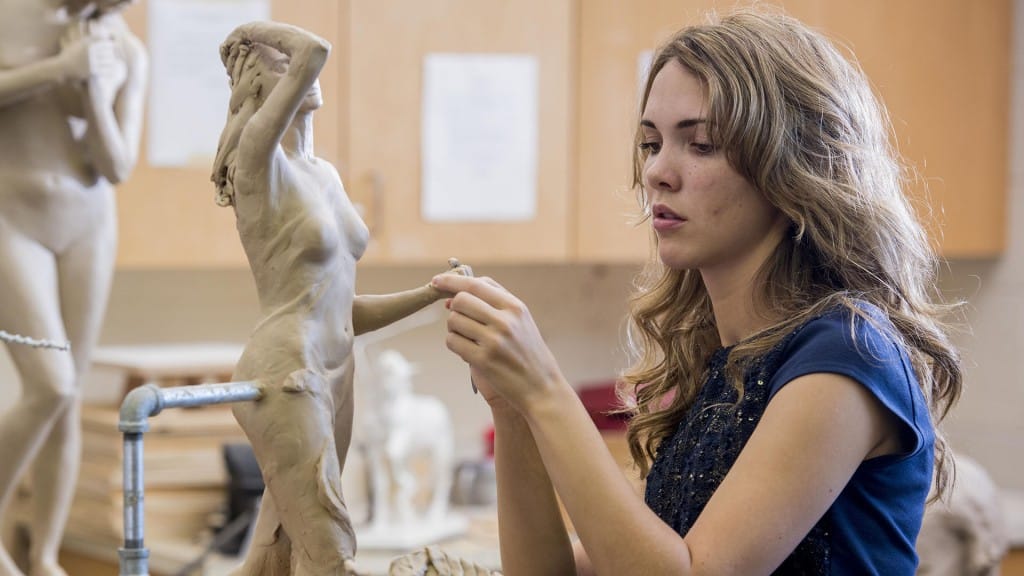 Student in Sculpture Studio