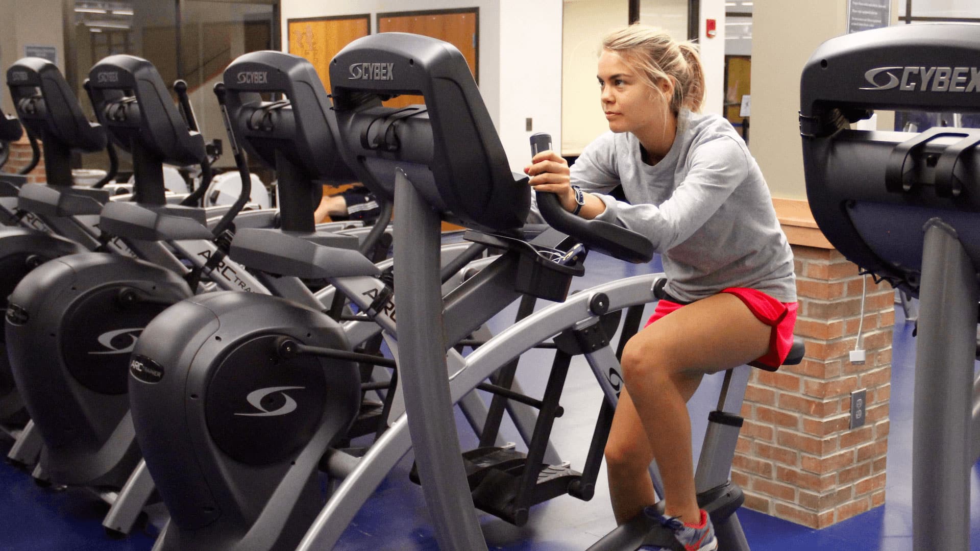 Student in gym