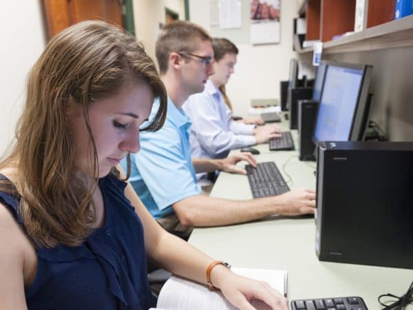 Students working in the Psychology computer lab.