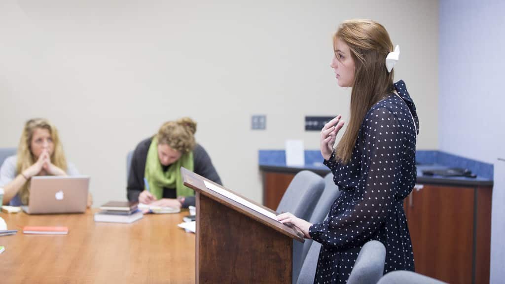 Student at Lectern