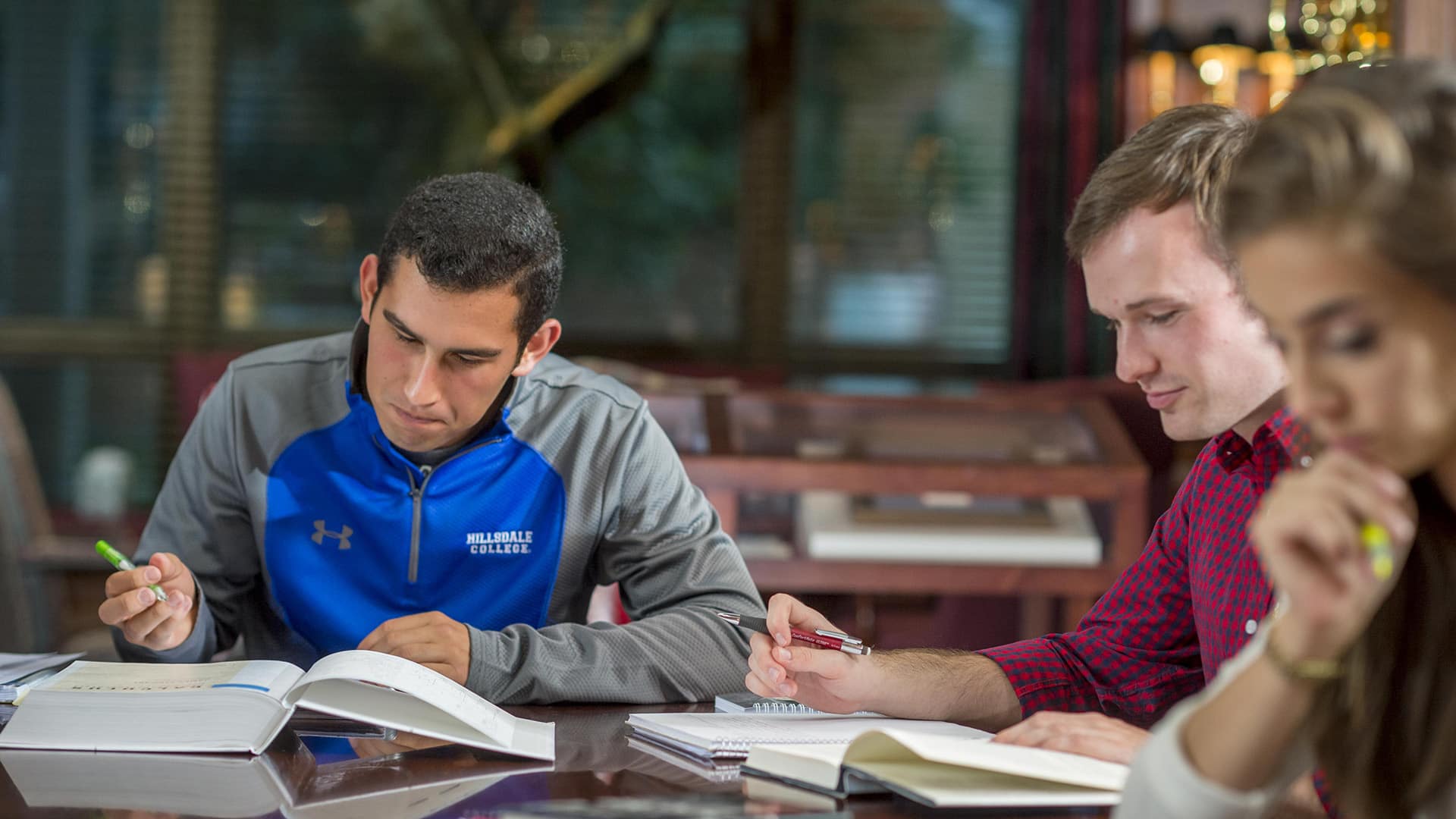 Students studying in the library