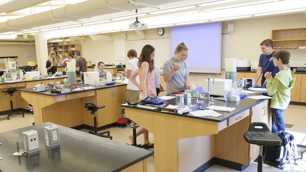 Summer Science Camp participants in the biology lab.