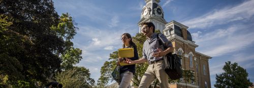 Students walking by Central Hall