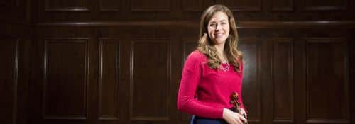 Hannah Andrews with her violin.