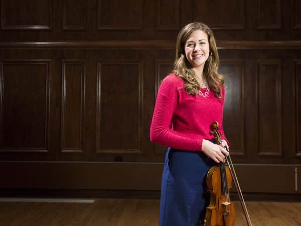 Hannah Andrews with her violin.