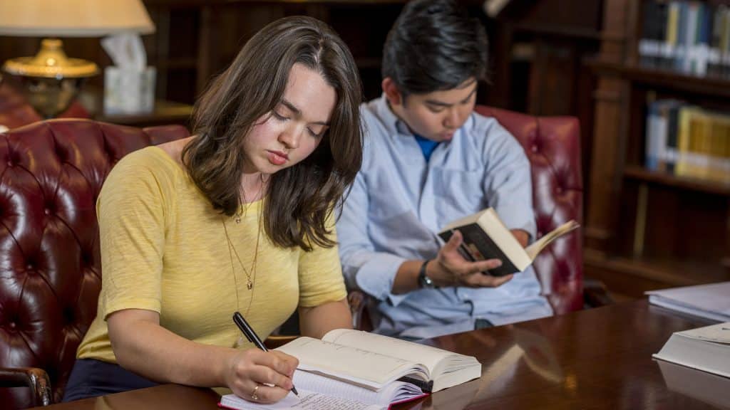 Students studying in Heritage Room
