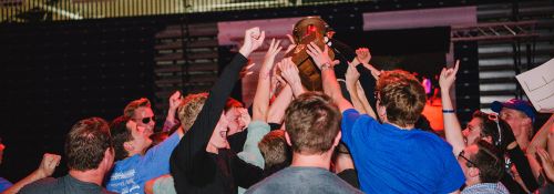 Simpson residents winning Spirit Week trophy