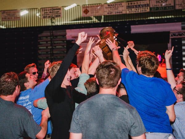 Simpson residents winning Spirit Week trophy