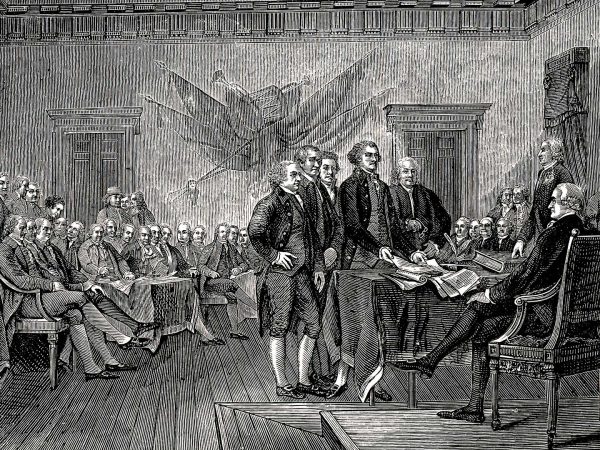 an illustration of the signing of the declaration of independence