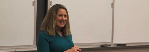 Mindy Belz giving a lecture.