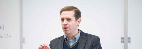 A Hillsdale instructor makes a point in his lecture.