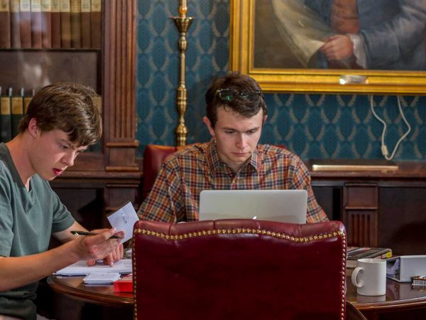 Students studying in the library.