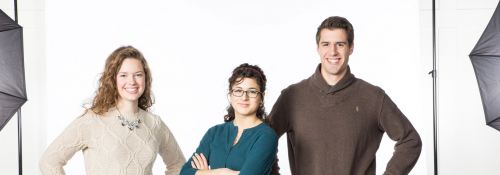 Students posing for a photo shoot.