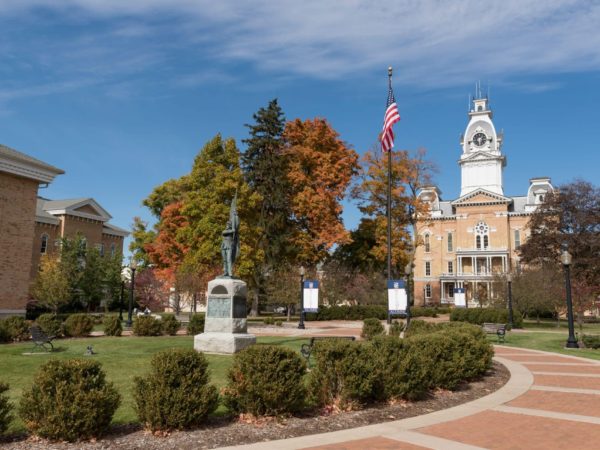 Hillsdale College, Central Hall and Civil War Statue.