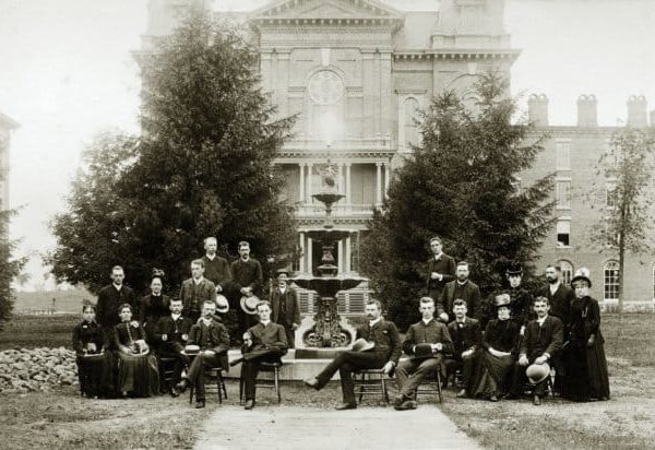 Students in Front of Central Hall, 19th Century