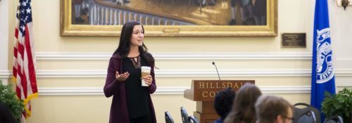 Lecturer talking in front of a crowd at the Kirby Center in Washington D.C.