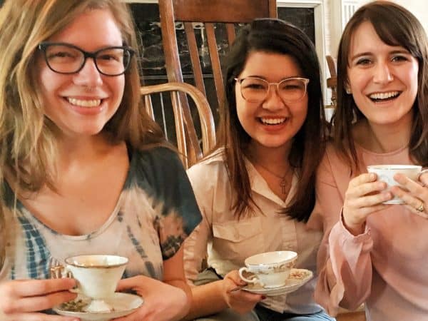 Waterman residents drinking tea.
