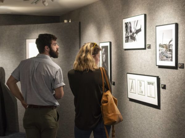 students at senior art gallery