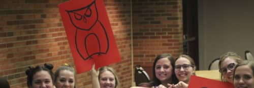 Chi Omega members at greek week trivia 2019