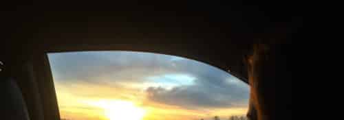 Girl looking out car window