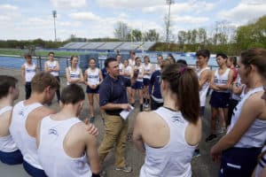 Hillsdale Track team during a group huddle.