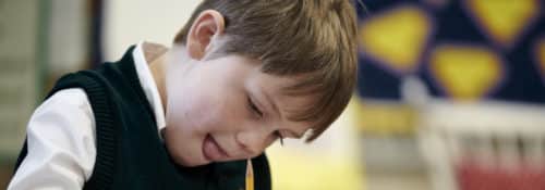 Kindergartener working at academy