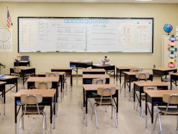 classroom with desks