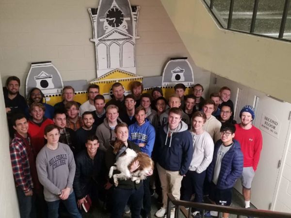 Boys inside Galloway stairwell