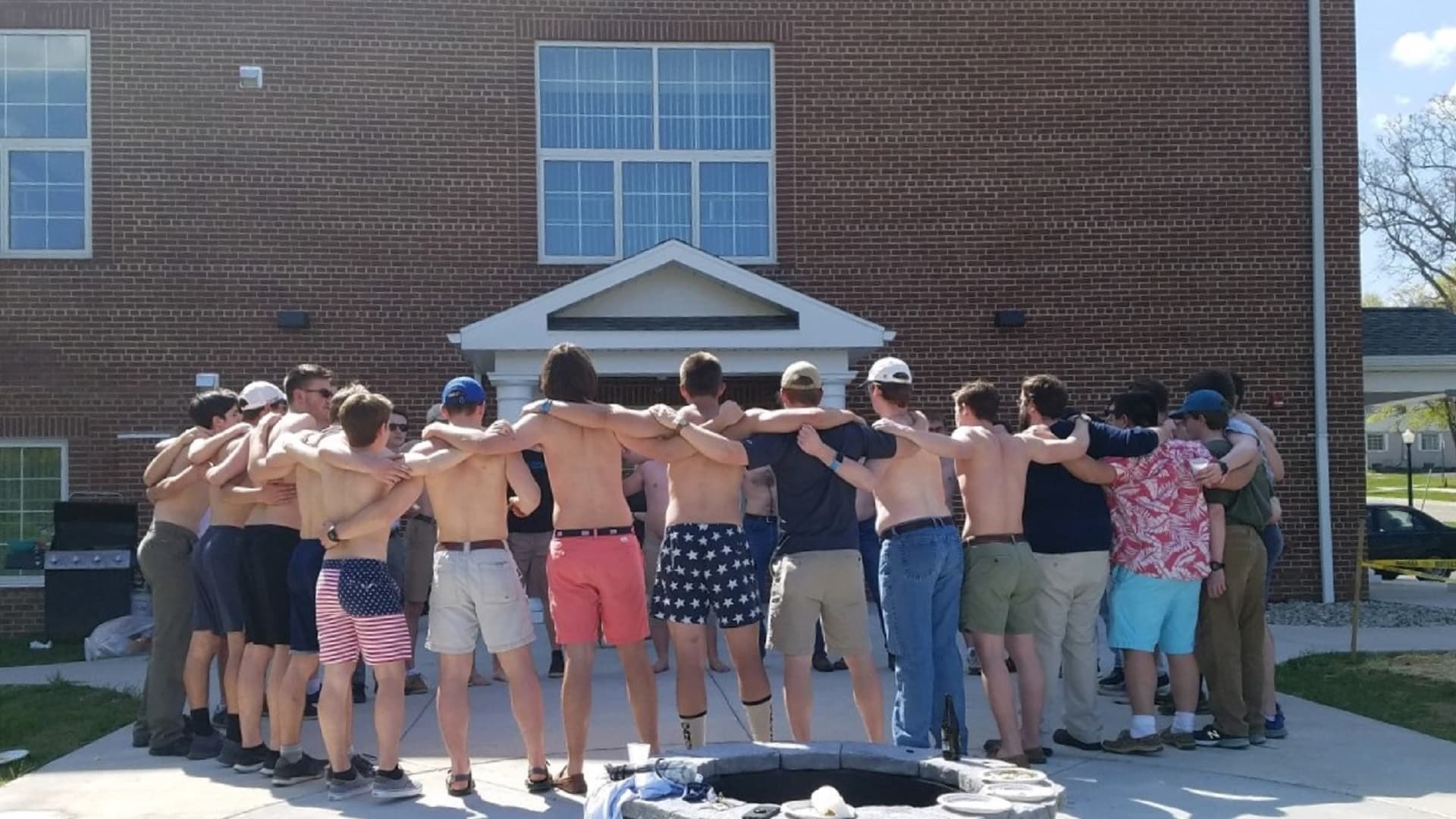 Boys outside Galloway Dorm