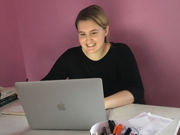 Girl working at laptop