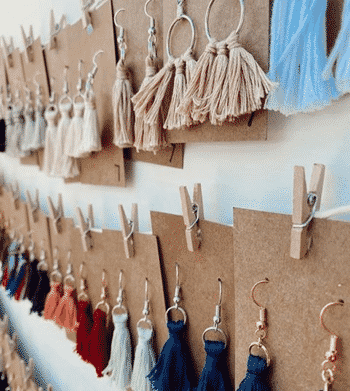 Cards hung by clothespins