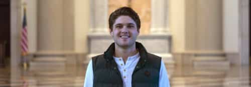 Hank bohl in front of chapel