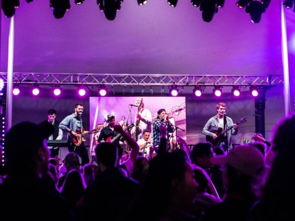 College student band performing